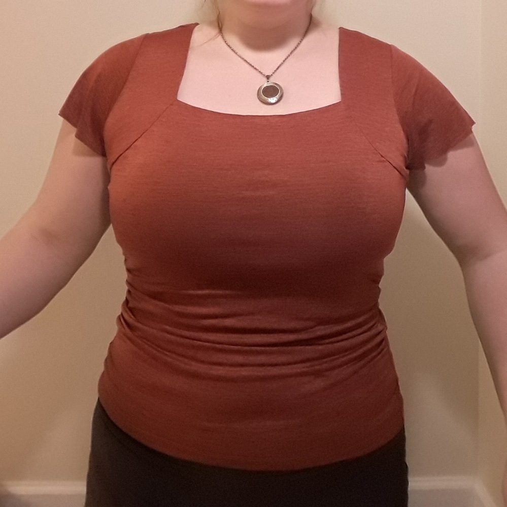 AB Studio - Burnt Orange Blouse Square Neckine M